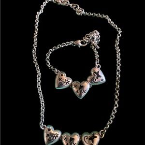 Brighton Silver Heart Necklace and Bracelet Elegant Jewelry never worn
